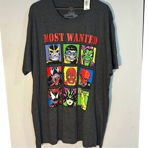 Marvel Dark Gray 'Most Wanted' Villains Short Sleeve Tee